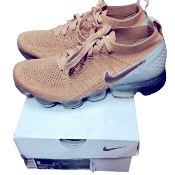 Nike Air Vapormax Flyknit 2 Rose Gold Bio Beige Grey Womens Size 7 942843-602 - Picture 1 of 8